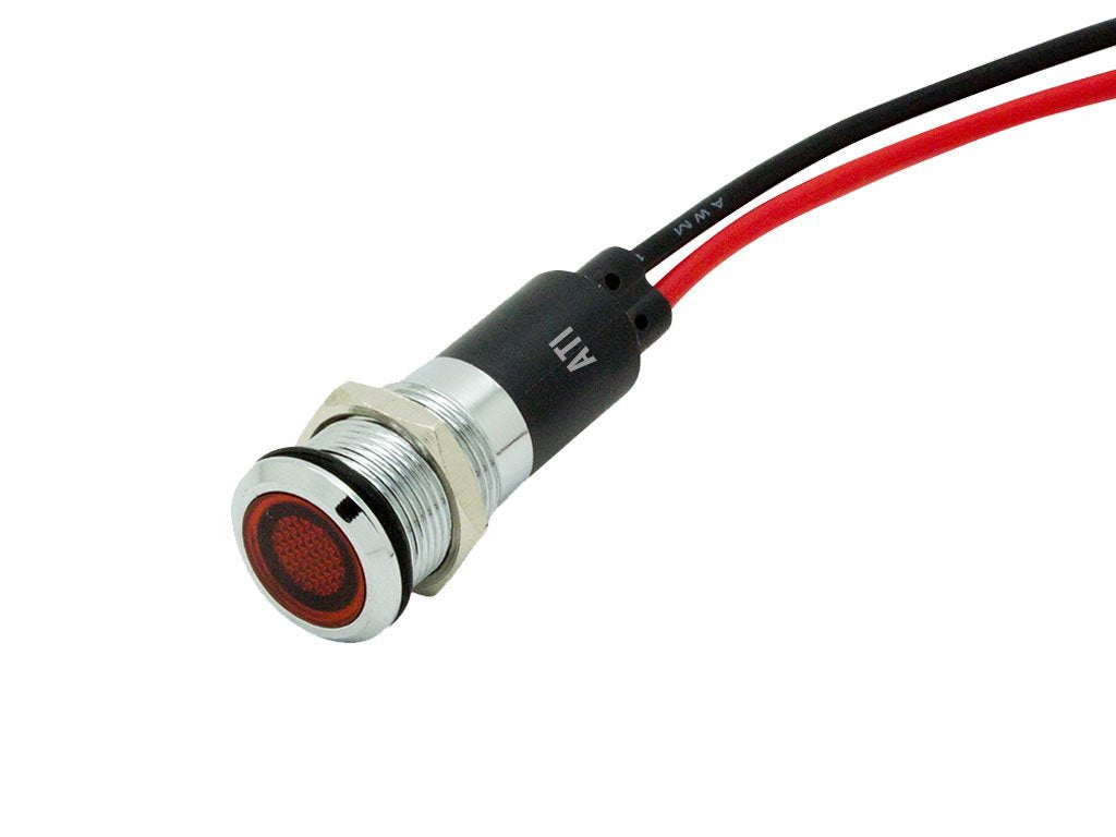 Alpinetech PL12M LED Metal Signal Indicator Dash Light 12mm 120V AC Red