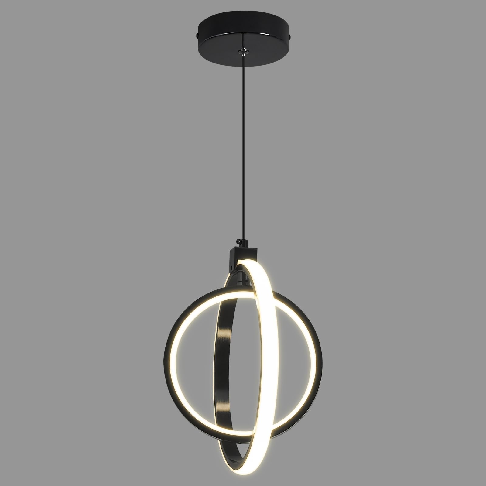 BNHHLZ Modern LED Pendant Light Fixtures, 4000K Dimmable, Round 1-Pack, Plated Black, Model 6016-Plated Black-1Pack