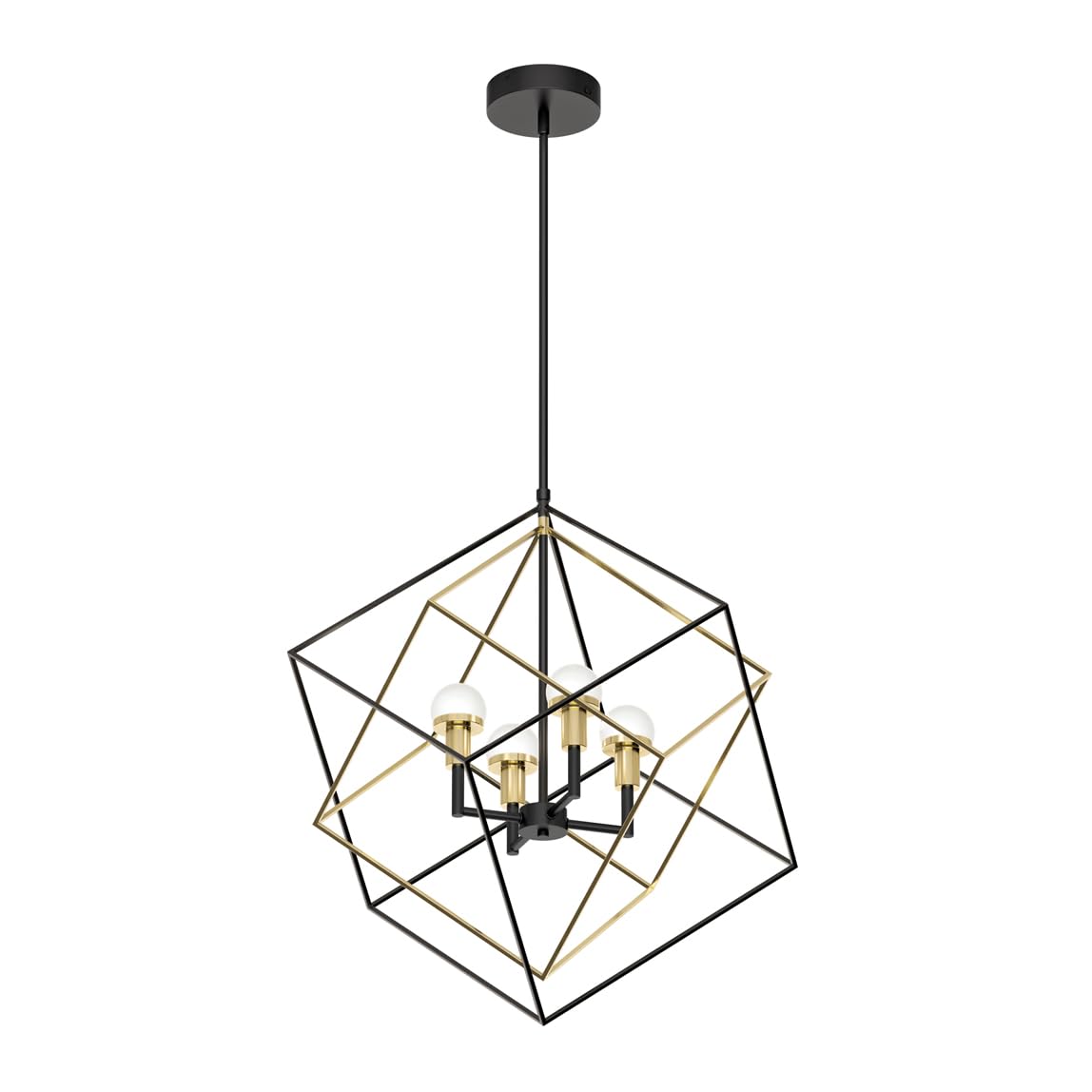 Artika Peyton 15W Led Chandelier, Black & Gold, Modern 4-Light, Tunable White 3000-5000
