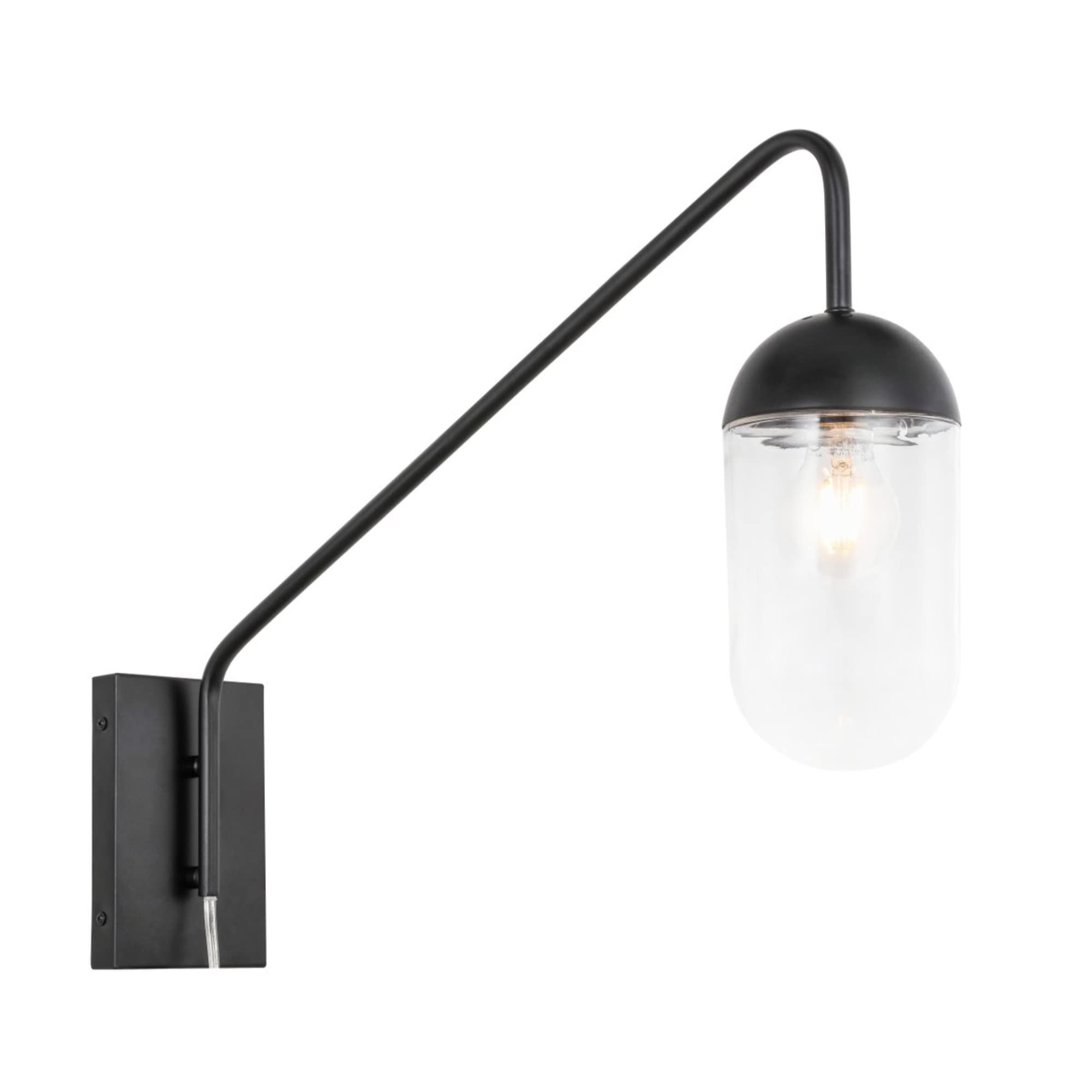 Living District Kace 1-Light Metal Wall Sconce in Black and Clear Glass