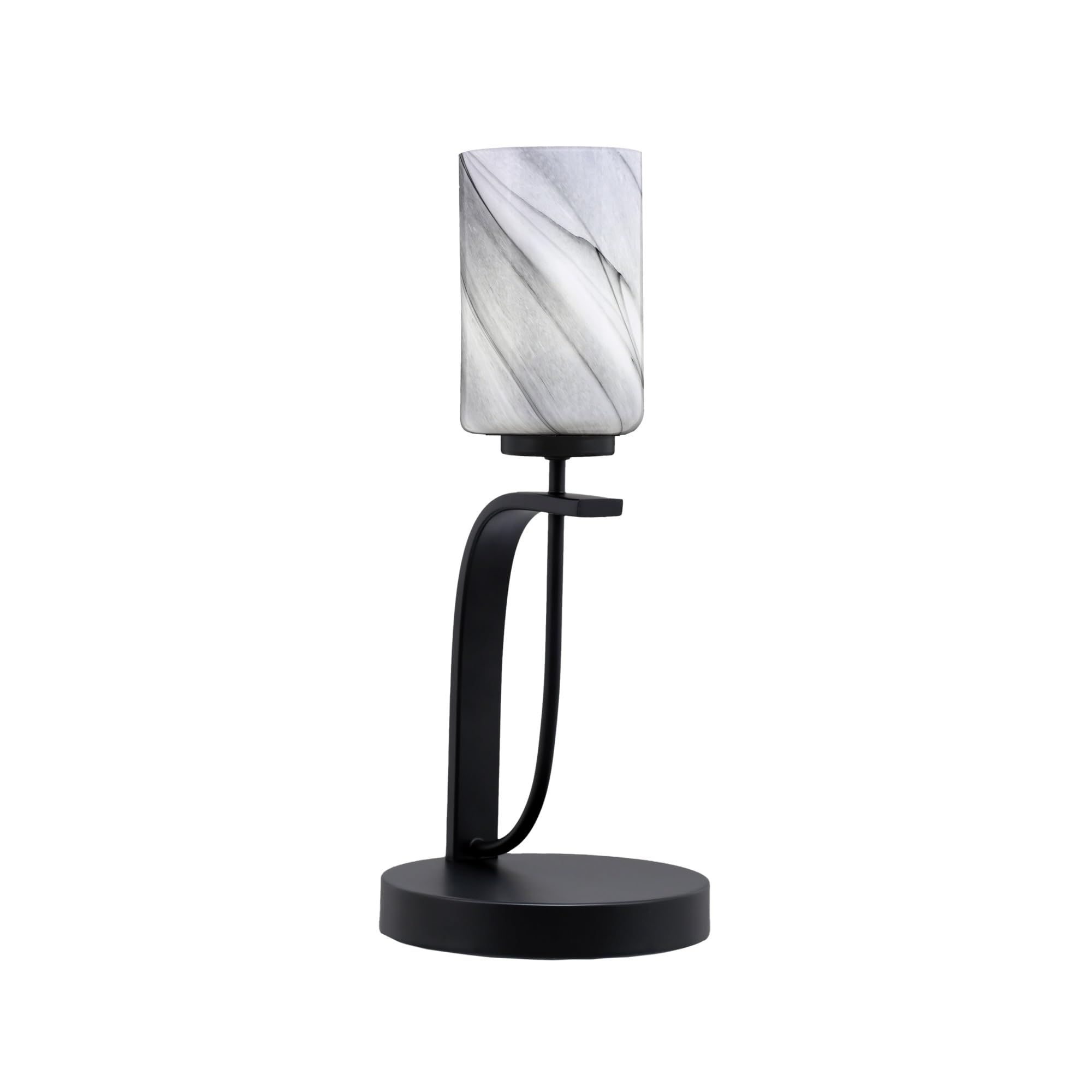 Cavella 1 Light Accent Lamp Shown in Matte Black Finish with 4&quot; Onyx Swirl Glass