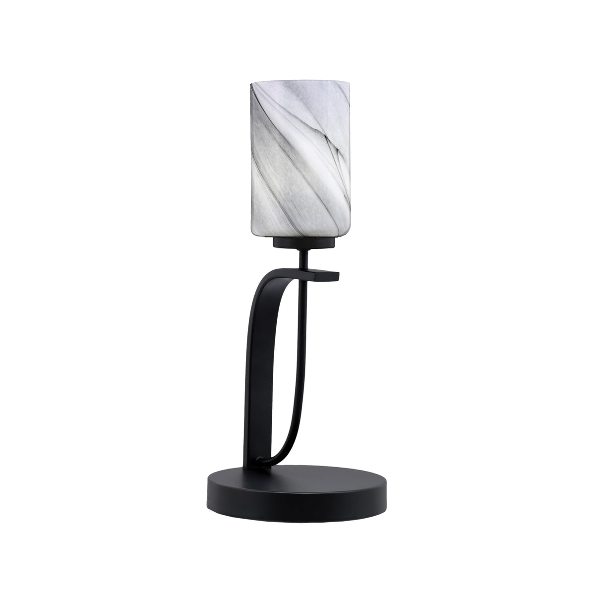 Cavella 1 Light Accent Lamp Shown in Matte Black Finish with 4&quot; Onyx Swirl Glass