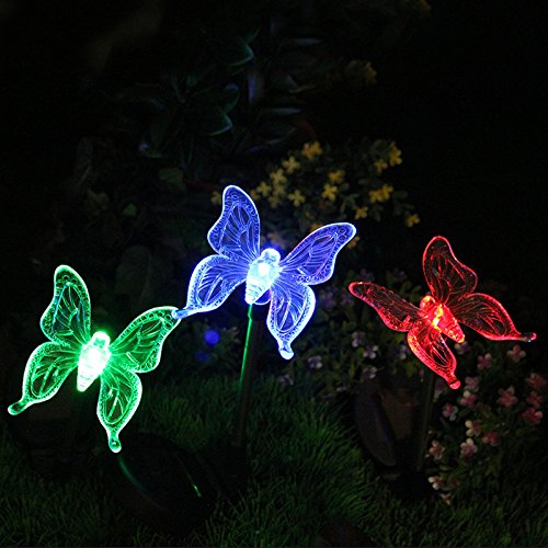 Solaration Solar Garden Stake Light, Multi-color Changing LED, 3 Pack, Silver, Model QS-D3, Made of Acrylonitrile Butadiene Styrene