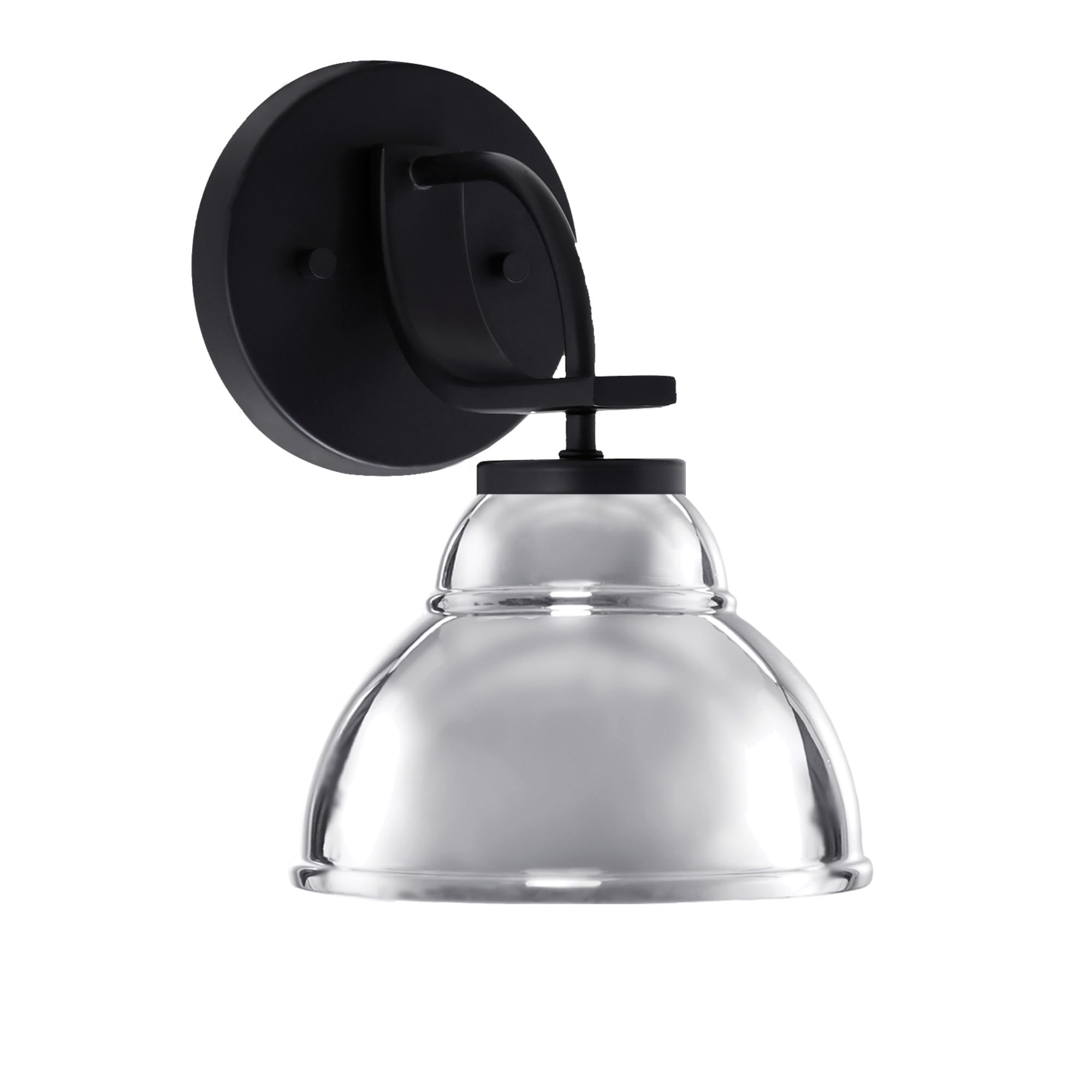Cavella 1 Light Wall Sconce Shown In Matte Black Finish With 7" Chrome Double Bubble Metal Shade