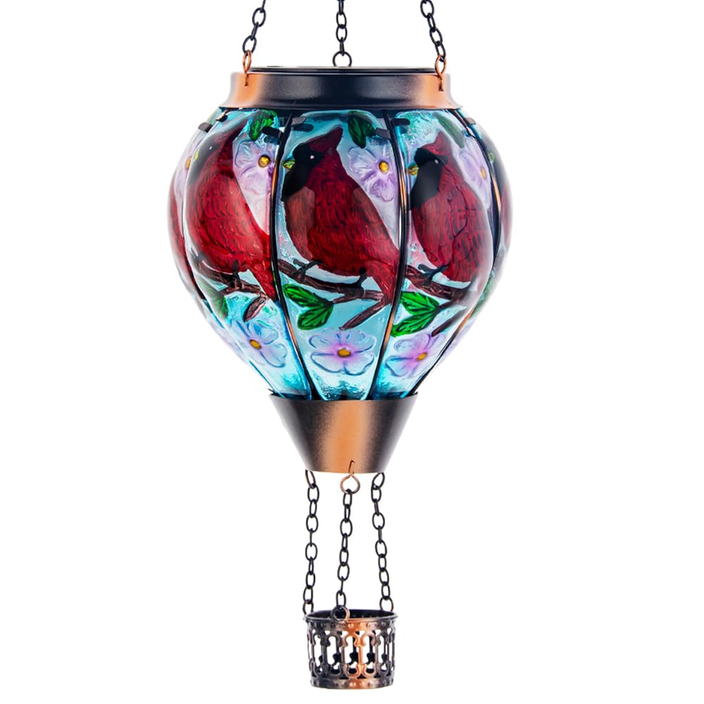 Dreamsoul Hot Air Balloon Solar Lantern, Glass Outdoor Lantern Hanging Solar Lanterns Outdoor Waterproof For Patio Porch Garden