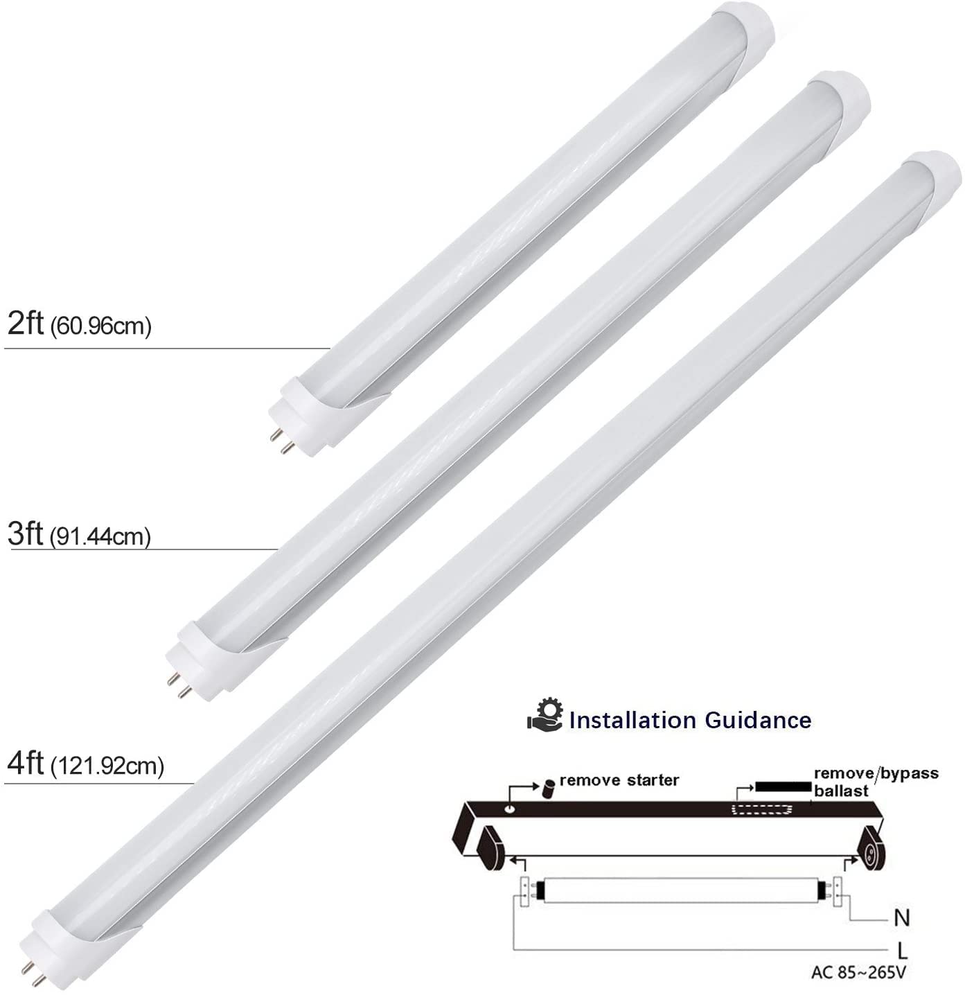 Lightingwill Led T8 Light Tube 3Ft  Warm White 3000K-3500K  Dual-End Powered Ballast Bypass  2000Lumens 15W (32W Fluorescent Equivalent)  Frosted Cover  Ac85-265V Lighting Tube Fixtures  1Pack