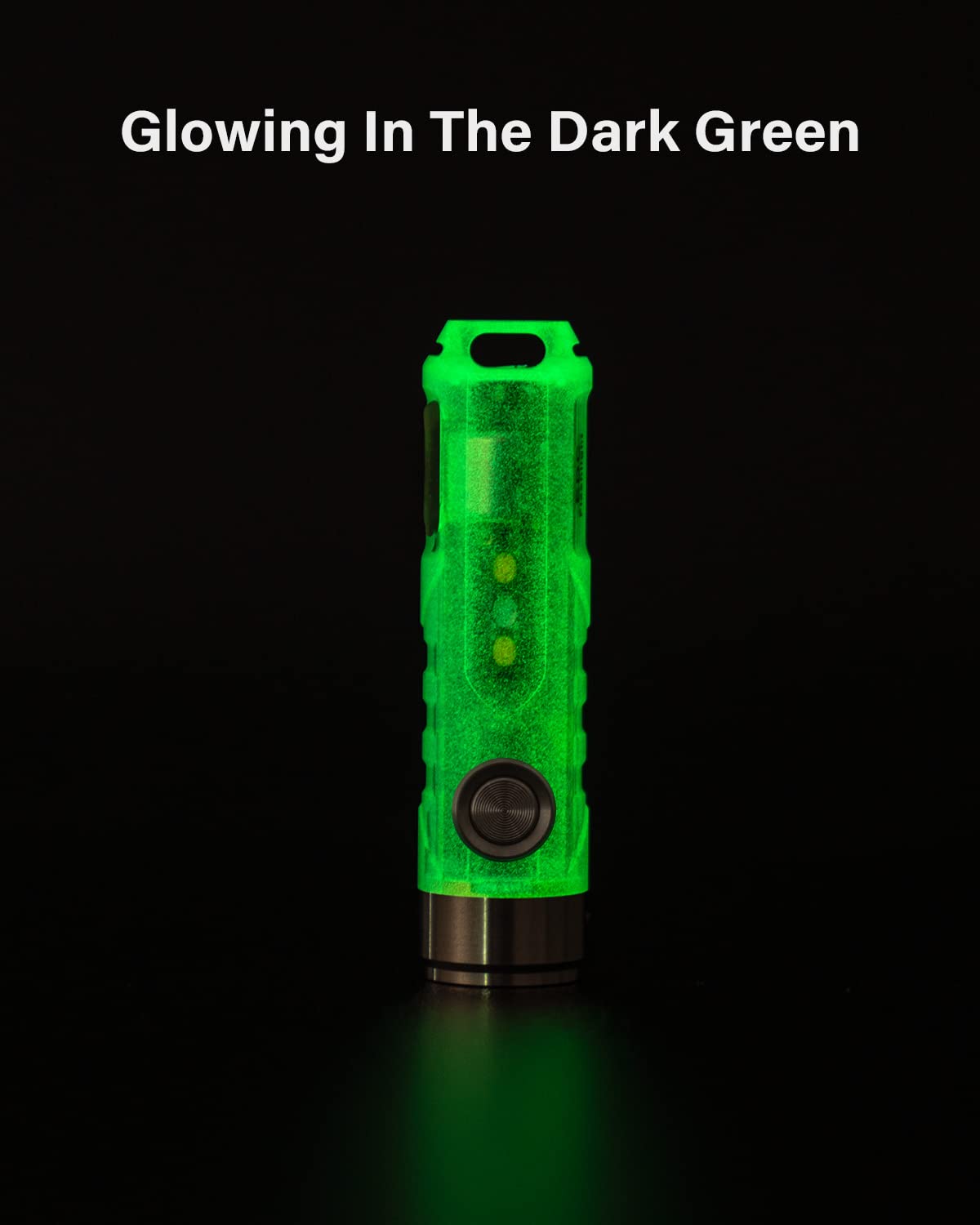 RovyVon Aurora A5-G4 USB C Rechargeable Keychain Flashlight, 650 Lumens, Mini Size, GITD Polycarbonate, Green, with Warm White Sidelight