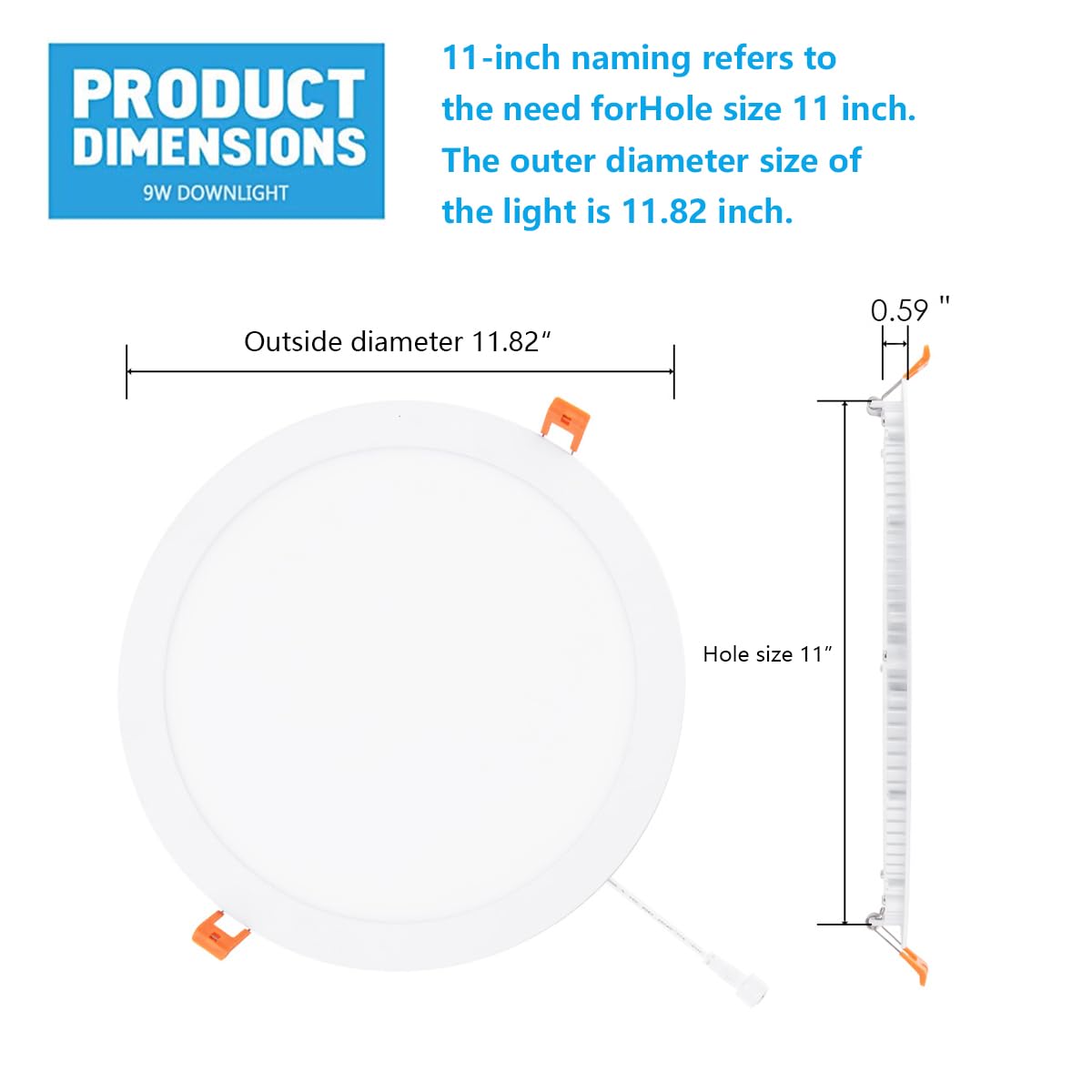 Jarlstar 1Pack 11 Inch Ultra Thin Led Recessed Ceiling Light With Junction Box, 6000K Daylight, 24W 110V Eqv,Recessed Lighting, Slim No Dimmable Can-Killer Downlight,Canless Lights 2150Lm High Cri80+