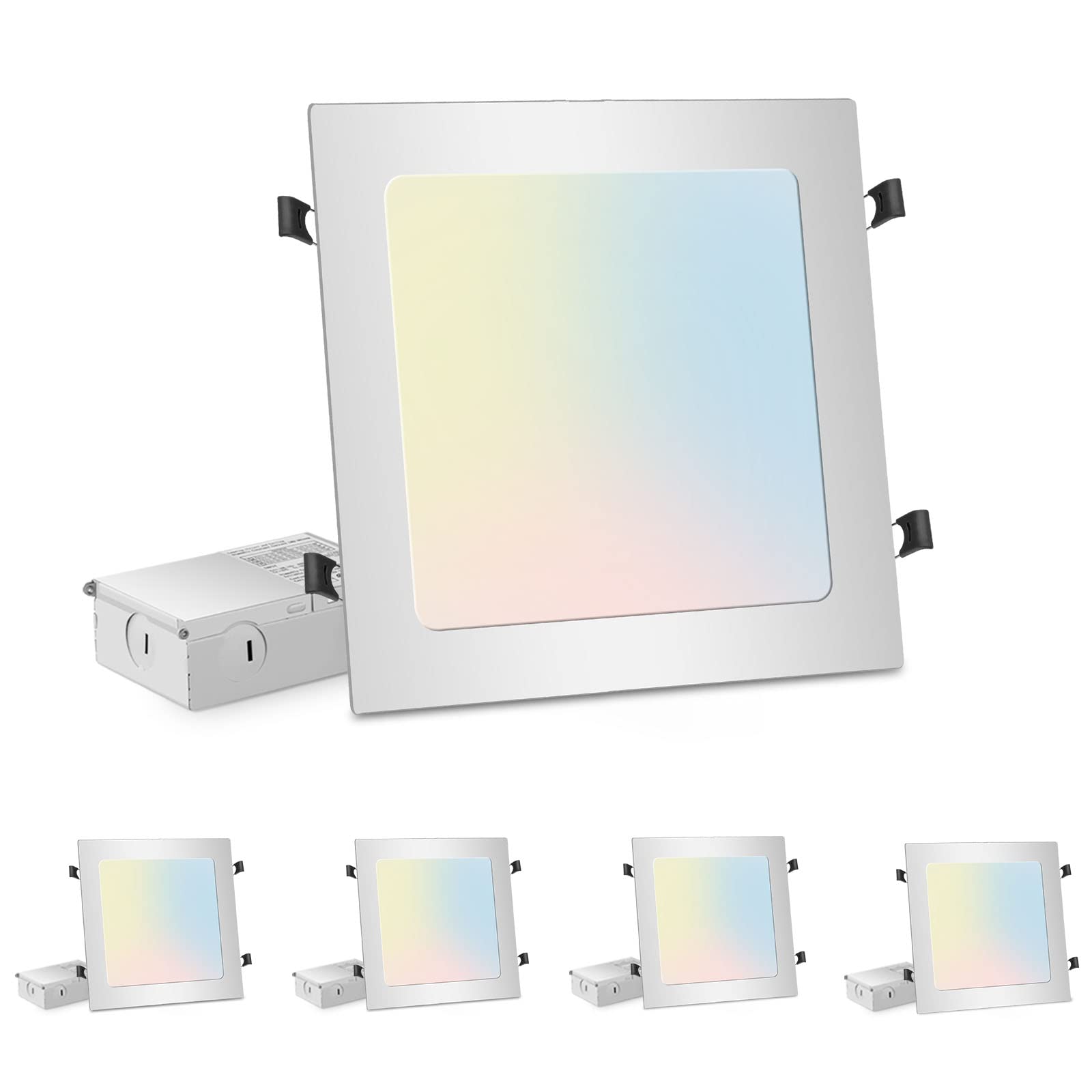 LZHOME 4-Packs 11 inch Square Recessed Light: 3 Color Temperature Selectable & Dimmable Lamp, 2200 Lumens Ultra Thin Led Canless
