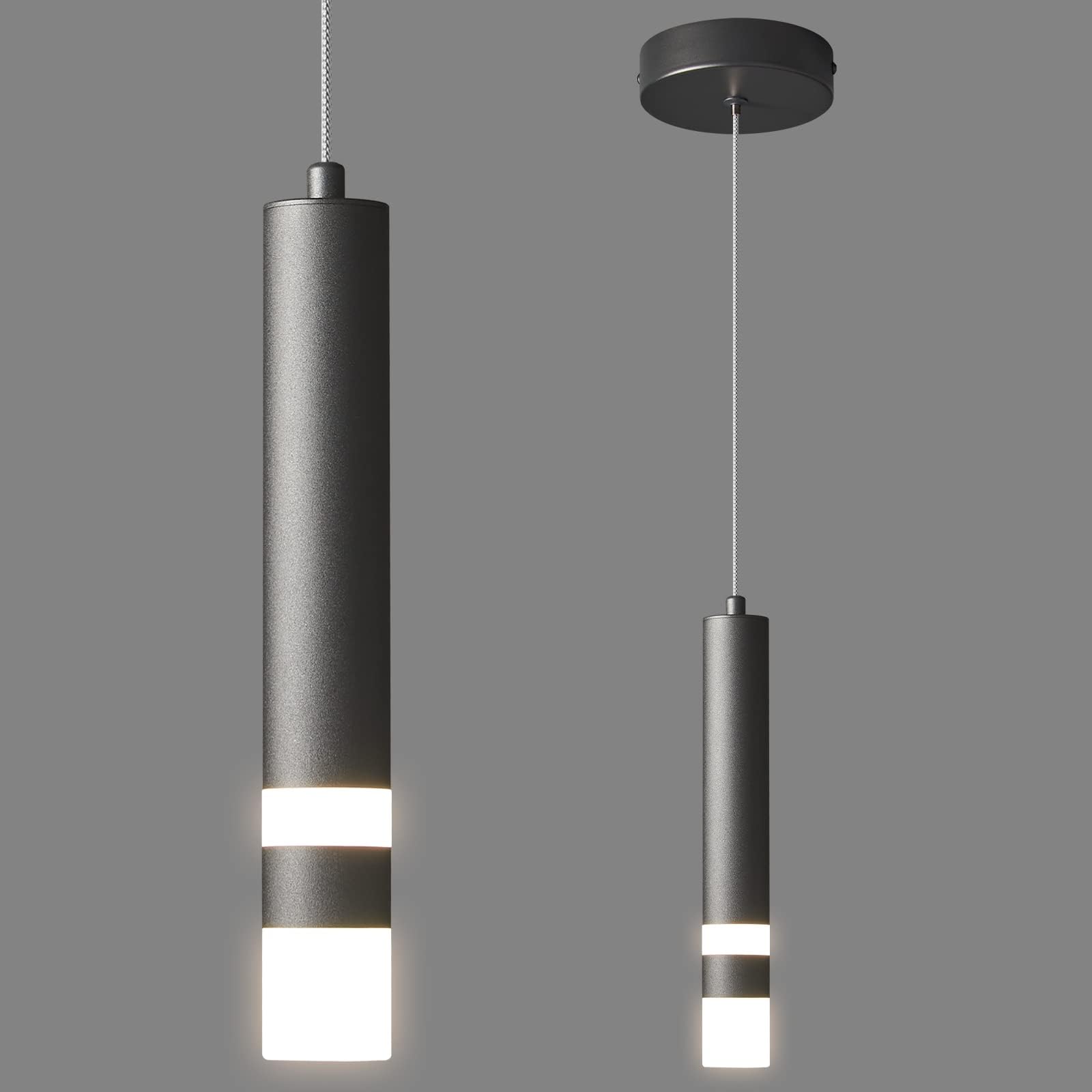 LIANGMH Modern Pendant Light Dimmable LED Aluminum Kitchen Fixture 1-Pack Black Model LIANGMH-082