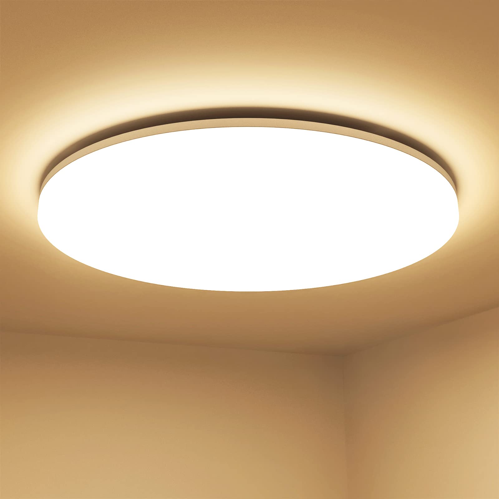 Lepro 11 Inch Flush Mount LED Ceiling Light, 2400 Lumen, Waterproof, Warm White, Model PR1500035-WW-EU