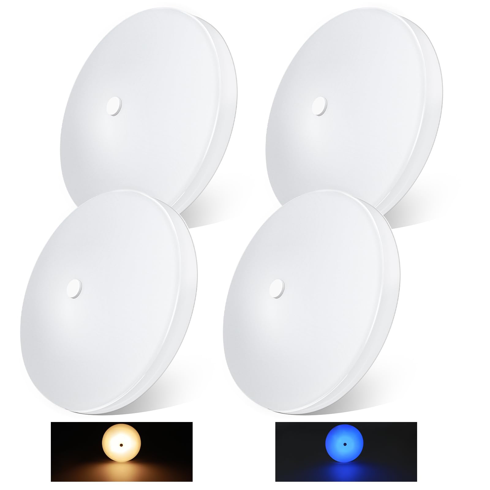 acegoo RV Ceiling Dome Light LED Puck Light 12V Surface Mount 4-Pack 4000K with Blue Nightlight Model ACE-SM-DL-4W-D