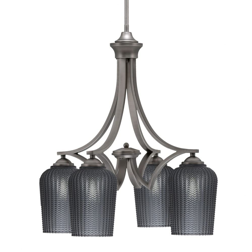 Toltec Lighting 568-Gp-4252 Zilo - 4 Light Downlight Chandelier-22 Inches Tall And 20 Inches Wide, Finish Color: Graphite, Glass Color: Smoke Textured
