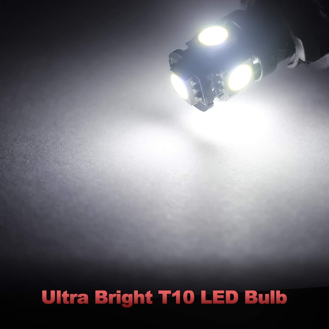 Yorkim T10 LED Bulbs 6500K White Non Polarity, 6th Gen, Pack of 10, Aluminum, 194 Interior Dome, Map, Door, License Plate Lights