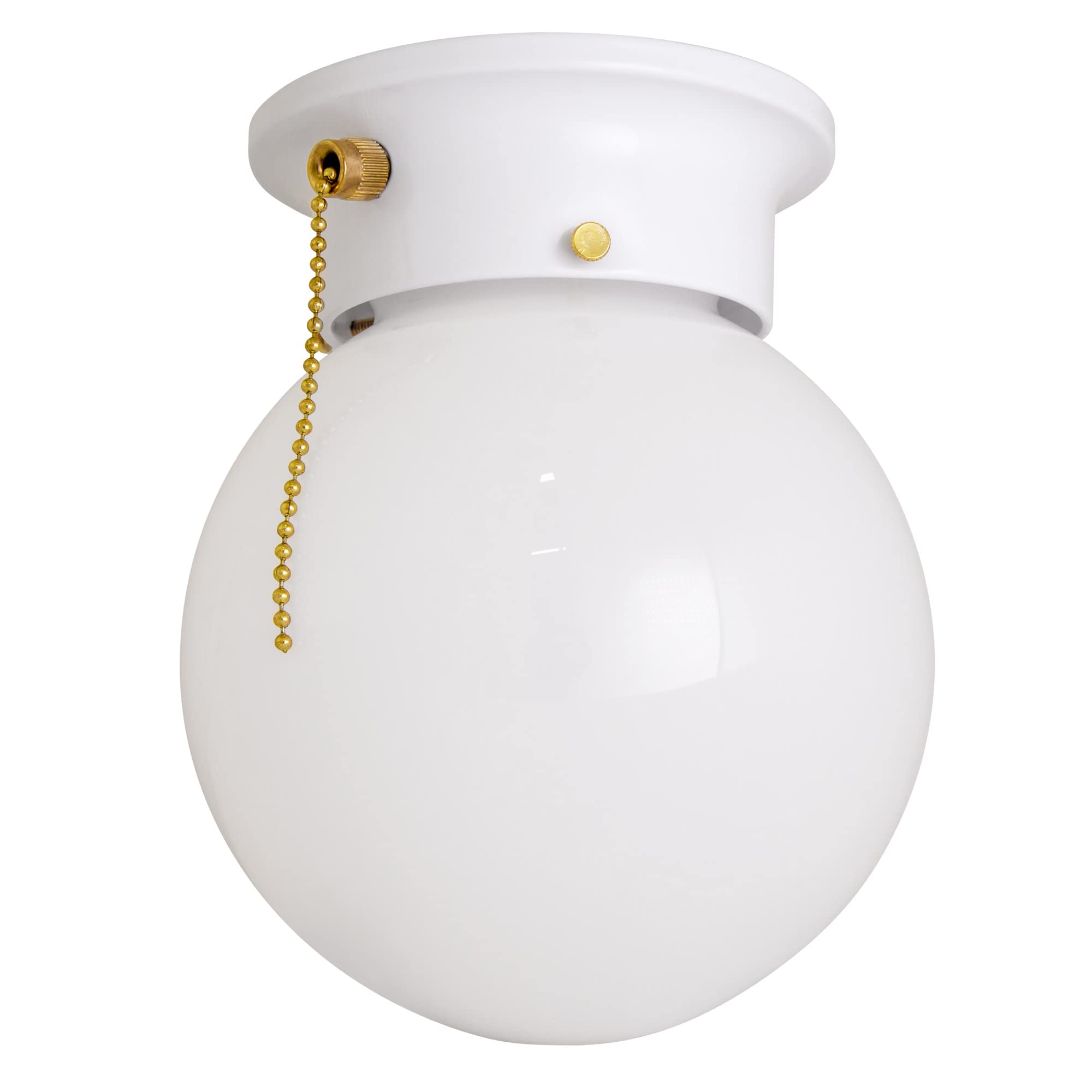 Design House 510040 Traditional 1-Light Indoor Ceiling Flush Mount Dimmable Globe Light Opal Glass For Bedroom Hallway Kitchen D
