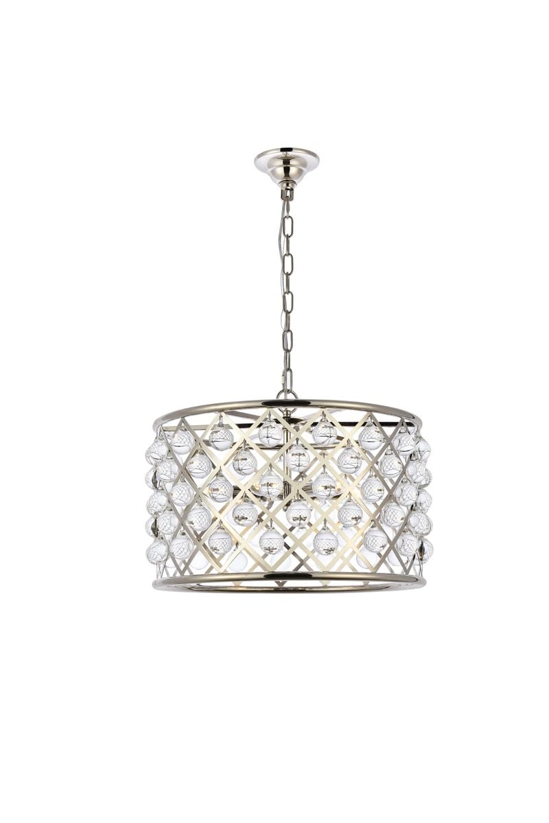Elegant Lighting 6-Light Pendant Lamp Royal Cut Crystals 20inD x 13inH Polished Nickel Model 1204D20PN/RC