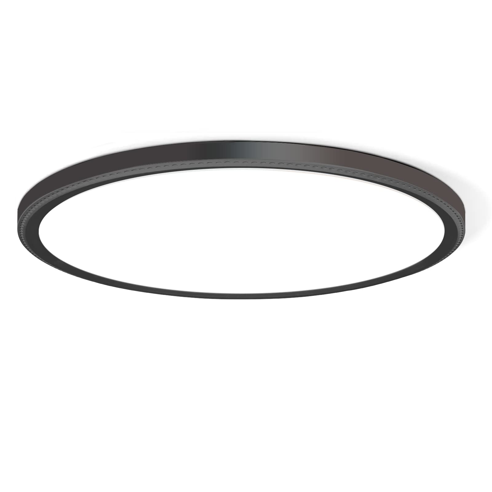 WKONCLDY LED Flush Mount Ceiling Light, 3100lm, 12in, 5000K, Black, Plastic, Super Slim, One Pack