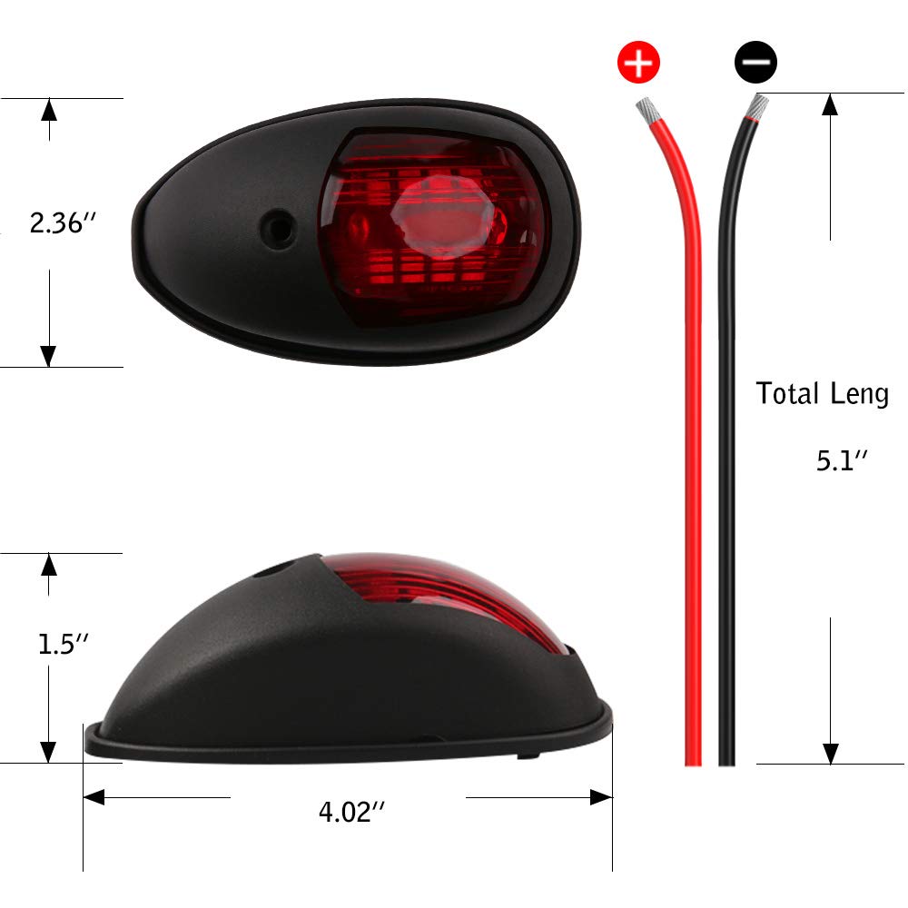 Sebnux Boat Navigation Light, LED Bow Light for Pontoon & Small Boats, Model ACK007, Black
