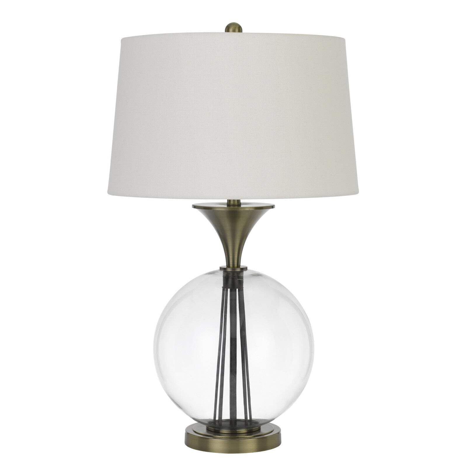 HomeRoots Metal Table Lamp with White Empire Shade, 31 in., Model 524715