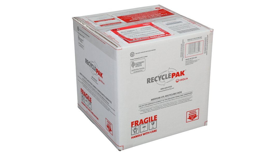 Veolia Environmental Services SUPPLY-192 Recycle Pak Prepaid Medium CFL Recycling Box, 15 x 15 x 15&quot;