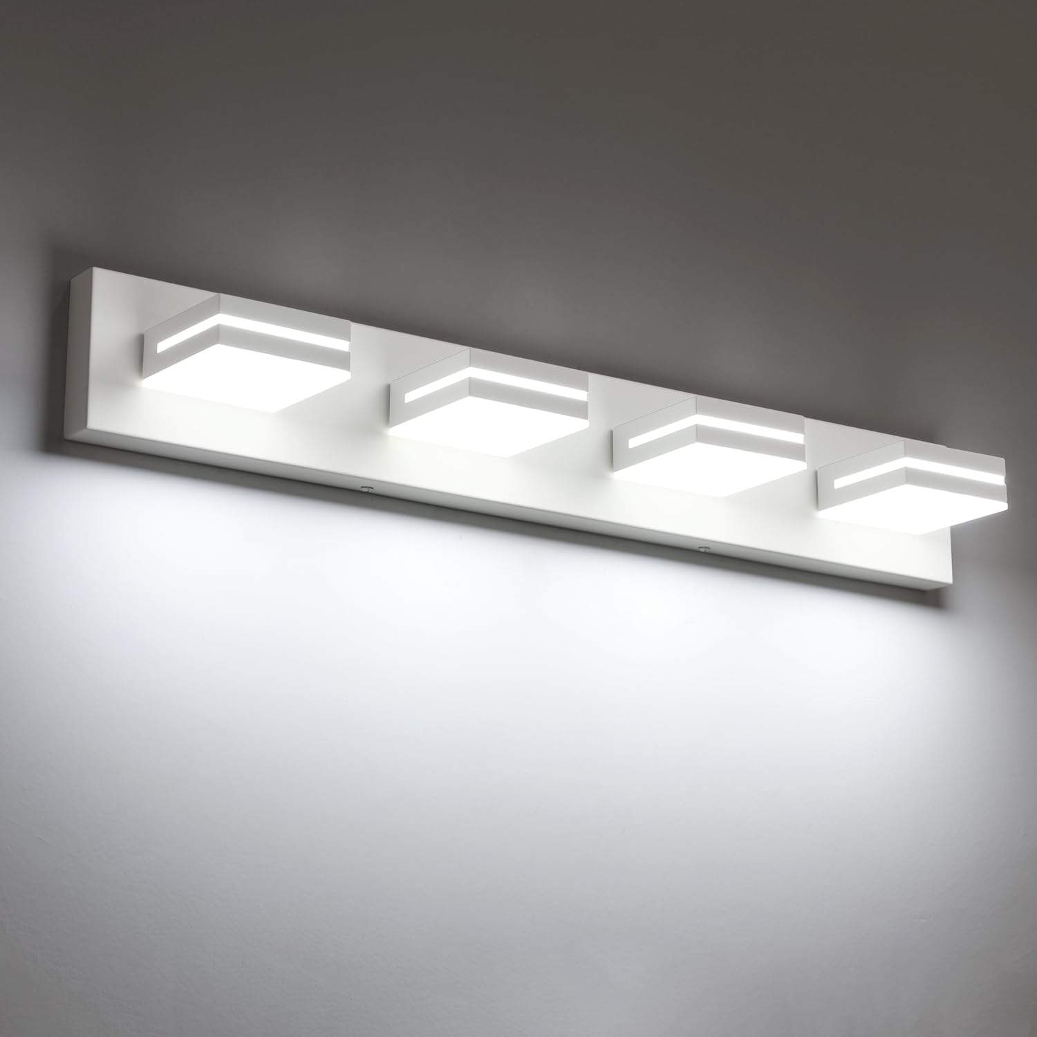 SineRise LED Bathroom Vanity Light Fixtures, 4-Light 30-Inch, Matte White, Model 9553E, Modern Acrylic, Non-dimmable