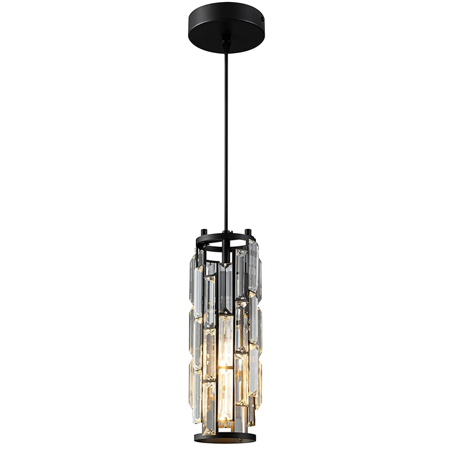 Jengush 1-Pack Battery Operated Pendant Light with Remote Control, 6 RGB Colors, Metal, Black, Model 9132848010635