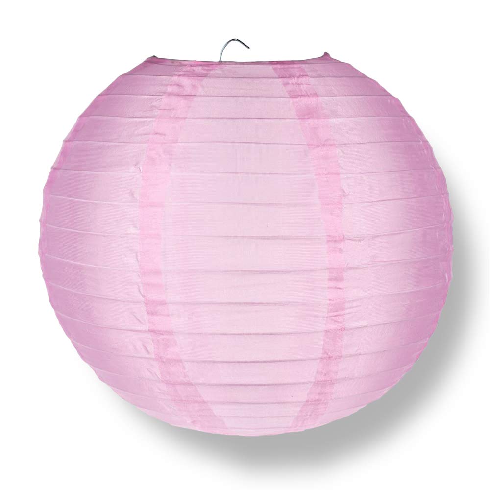 Quasimoon Paperlanternstore.Com 4 Inch Pink Round Nylon Lantern, Even Ribbing, Hanging Decoration (10 Pack)