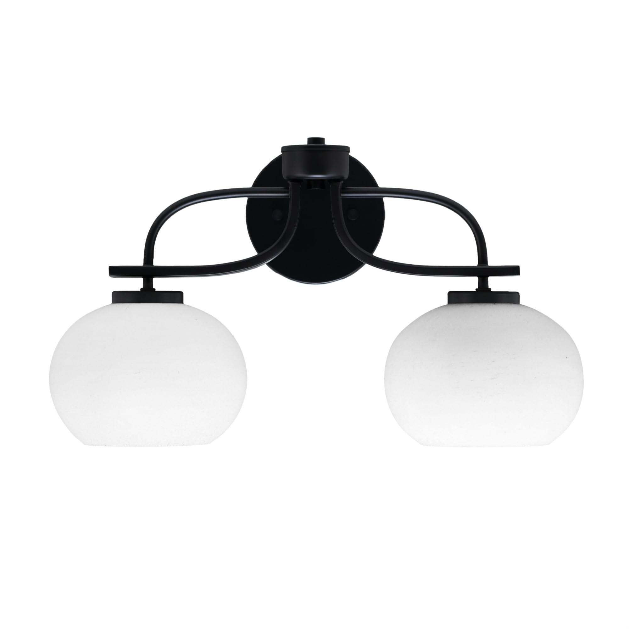 Cavella 2 Light Bath Bar In Matte Black Finish With 7" White Muslin Glass