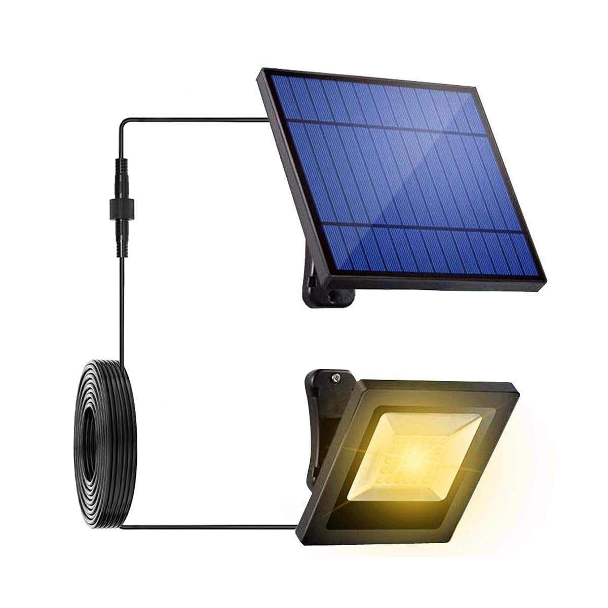 Ousam Led Solar Spotlights Outdoor Waterproof 3000K LED Flood Lights with 16FT Cable, Warm White, Model FL-001