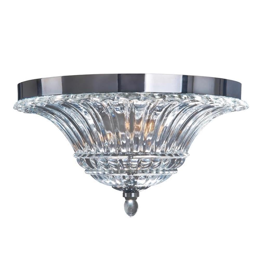 LALIA HOME Blossom 2 Light Glass Ceiling Flush Mount, 14x14x7.75 in, Chrome, Model LHM-2002-CH