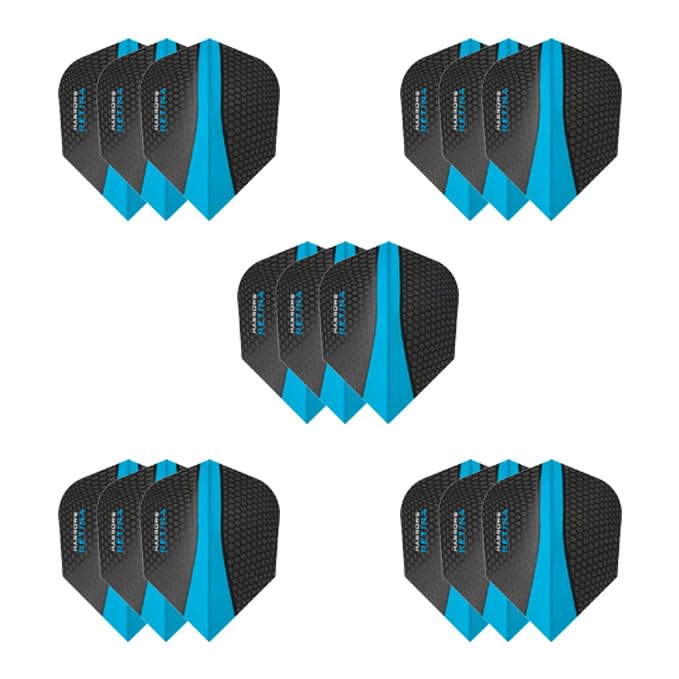 Harrows Retina Dart Flights - enhanced 100 Micron - 5 Sets (15 Total) - Aqua Color - Professional Darts Accessories