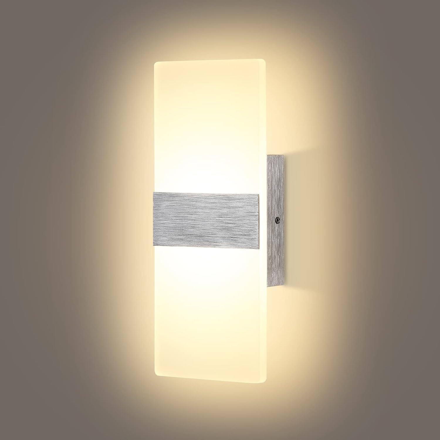 Lightess Modern Wall Sconce 12W Dimmable LED Acrylic Up Down Lamp Warm White HS521-2