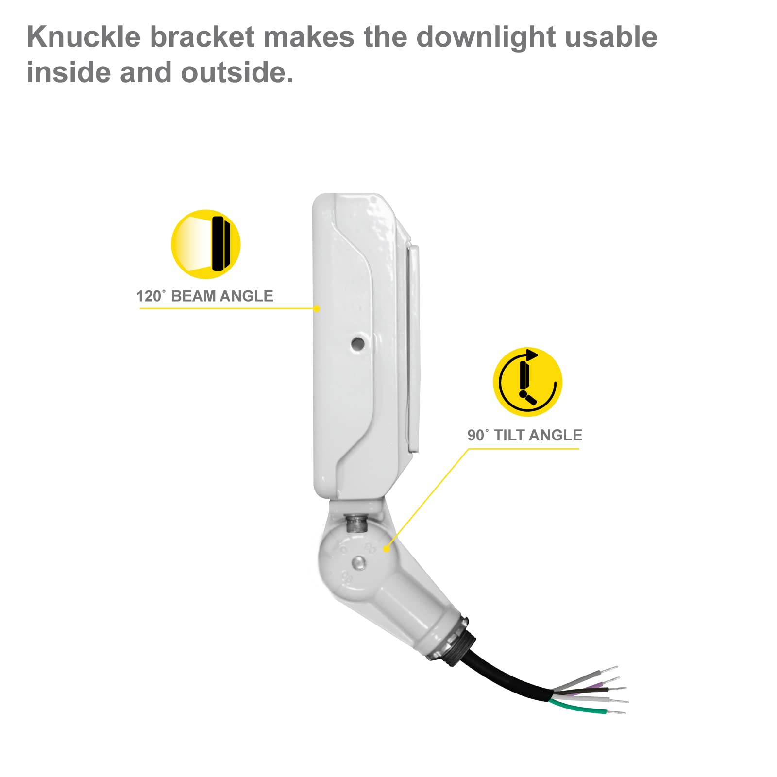 Nuwatt 90W Led Flood Light, 3Cct 3000K/4000K/5000K Selectable, Ip65 Waterproof Lighting, Adjustable Knuckle Mount, 12600Lm, 0-10V Dimmable, 120-277V, Outdoor Security Floodlight For Yard, White, Ul