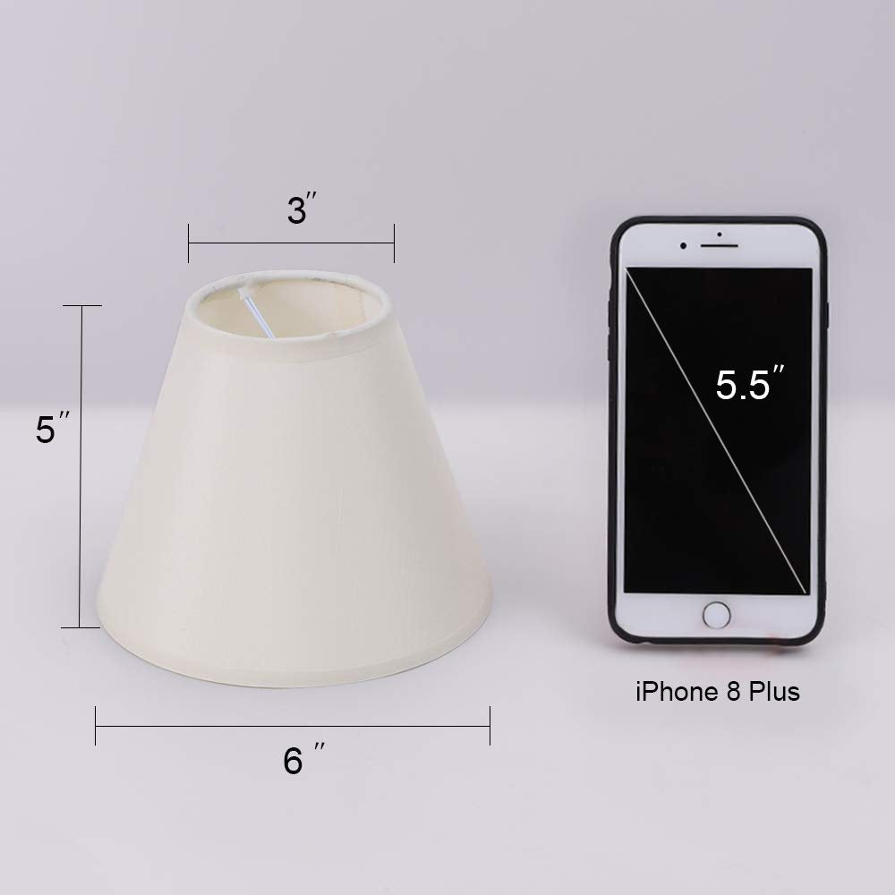 Wellmet Chandelier Shades, Clip-On For Candelabra Bulbs, Fabric, 3X6X5, Set Of 6, Cream White, Model Lp-Tap-Cream White