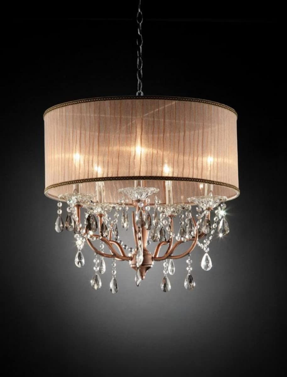HomeRoots Silver Faux Crystal Hanging Chandelier Lamp, Model 468872, Glass Material