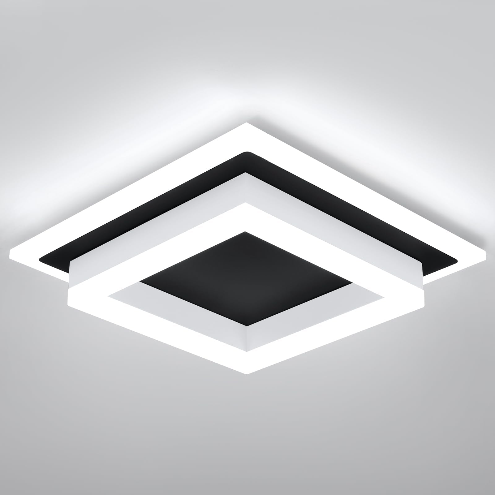 Eidisuny 32W Modern Led Ceiling Light  Small Flush Mount Light Fixture  6000K Cold White Ceiling Lamp  Square Hallway Lighting Fixtures For Living Room Bedroom Bathroom Kitchen (Black  Cold White)