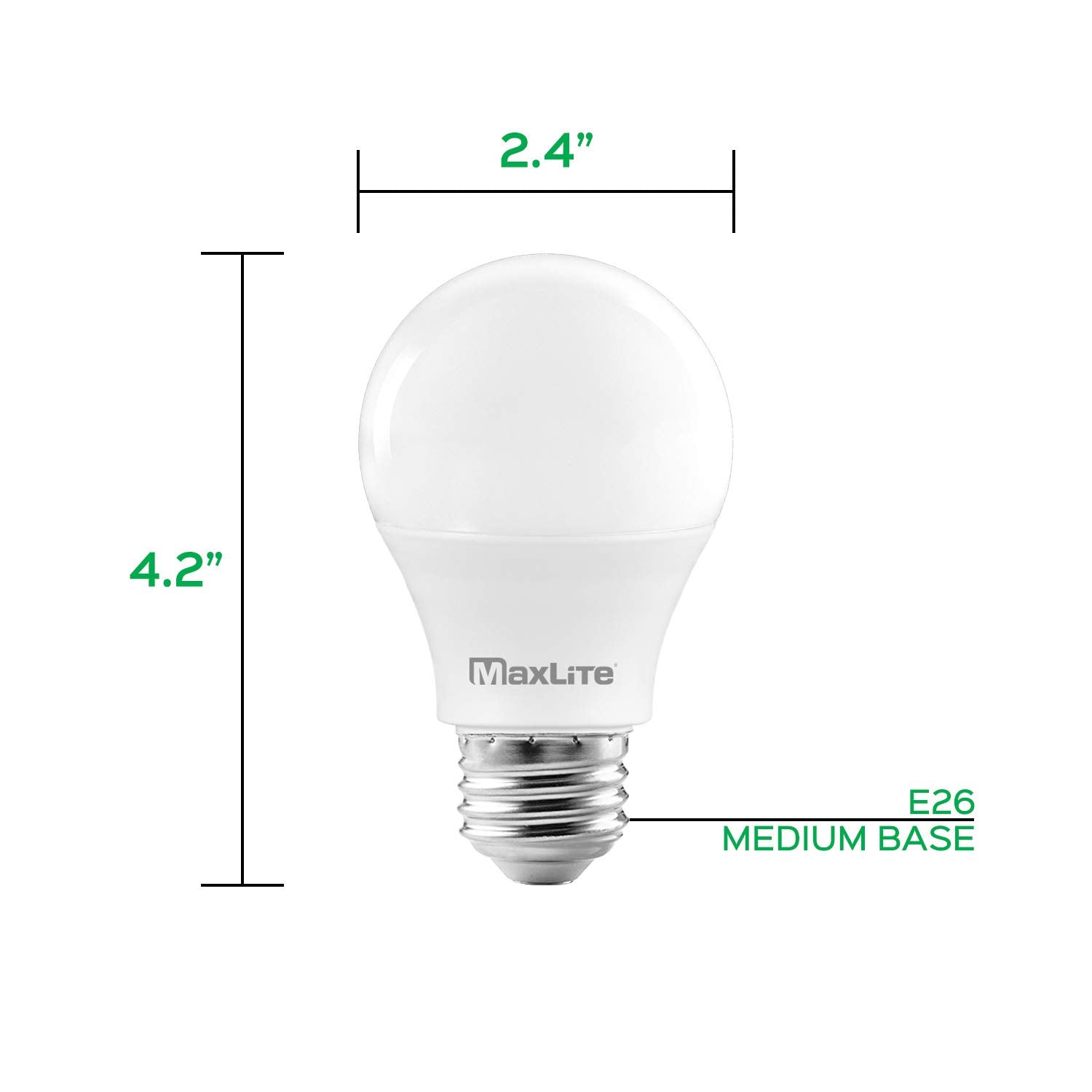 Maxlite A19 LED Bulb, 60W Equivalent, Dimmable, Enclosed Fixture Rated, 800 Lumens, 5000K Daylight, 4-Pack