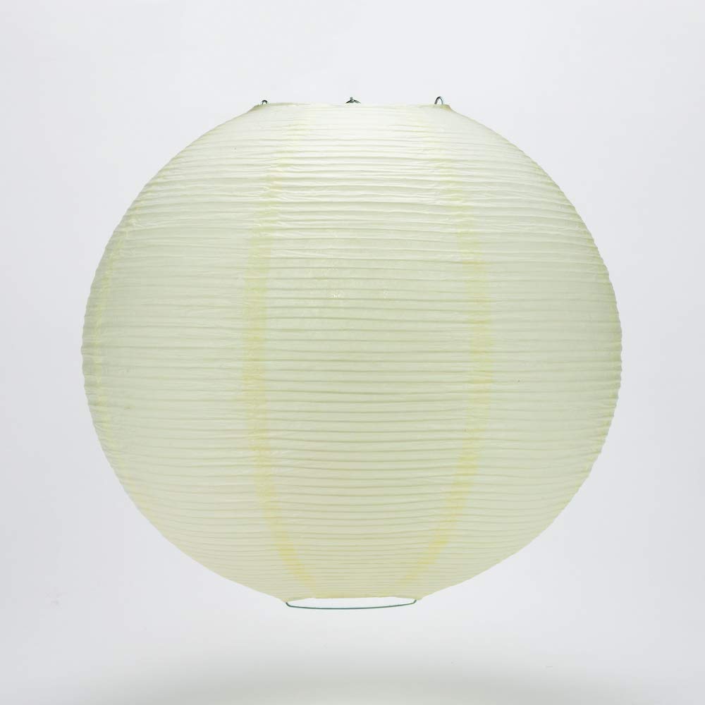 PaperLanternStore.com 12 Inch Biege/Ivory Fine Line Premium Even Ribbing Paper Lantern, Extra Sturdy