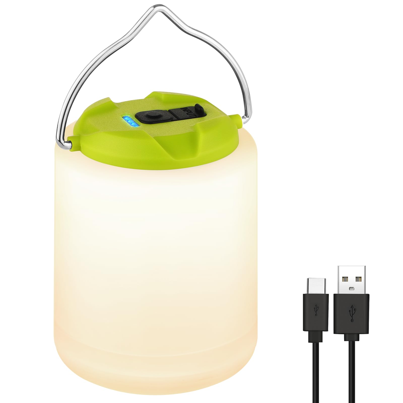 BOBKID LED Camping Lantern, Rechargeable 1000LM Light, Water Resistant, Model XQ-Y11, Green