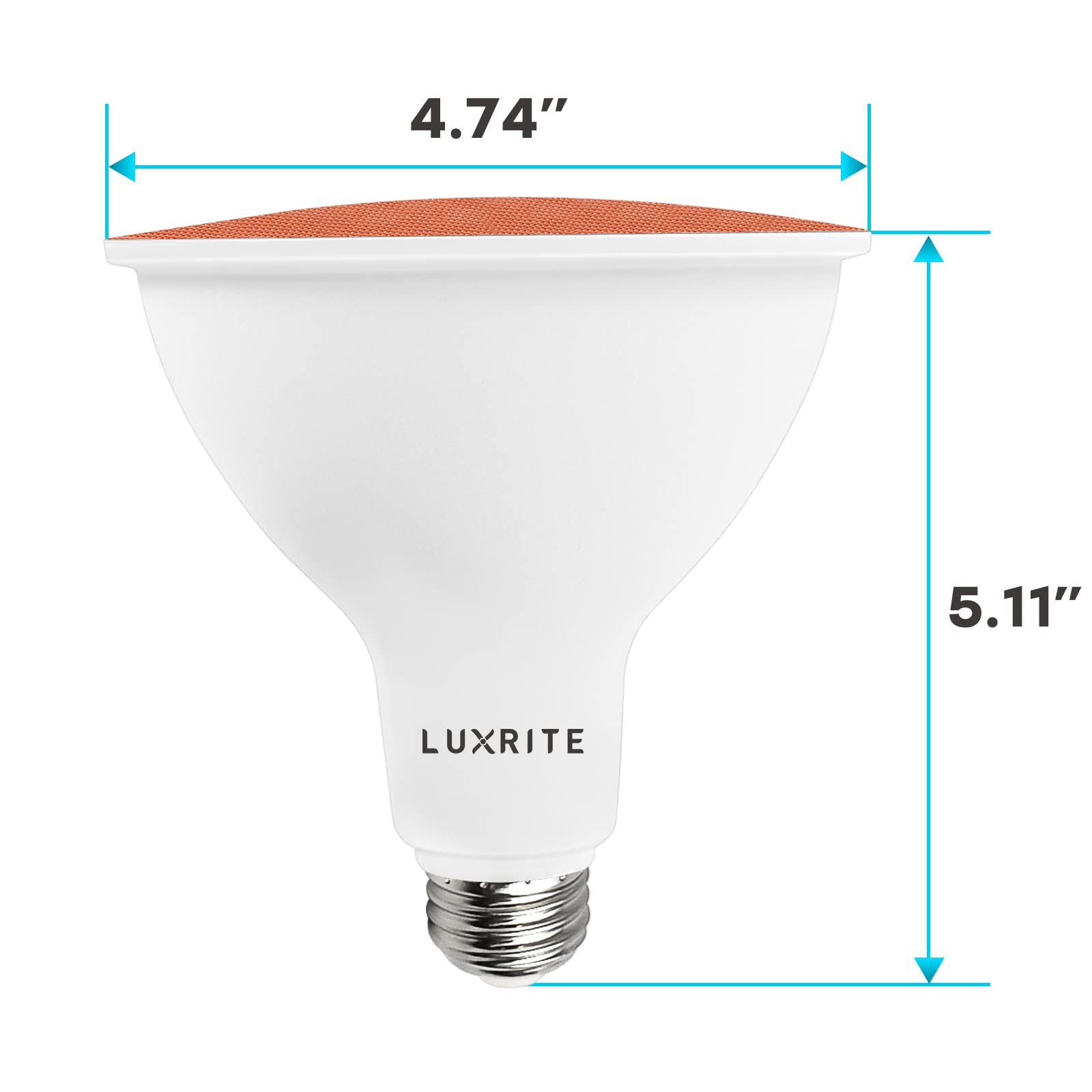 LUXRITE LED PAR38 Flood Light Bulbs, 8W (45W Equivalent), Red, Damp Rated, E26 Base, 4 Count