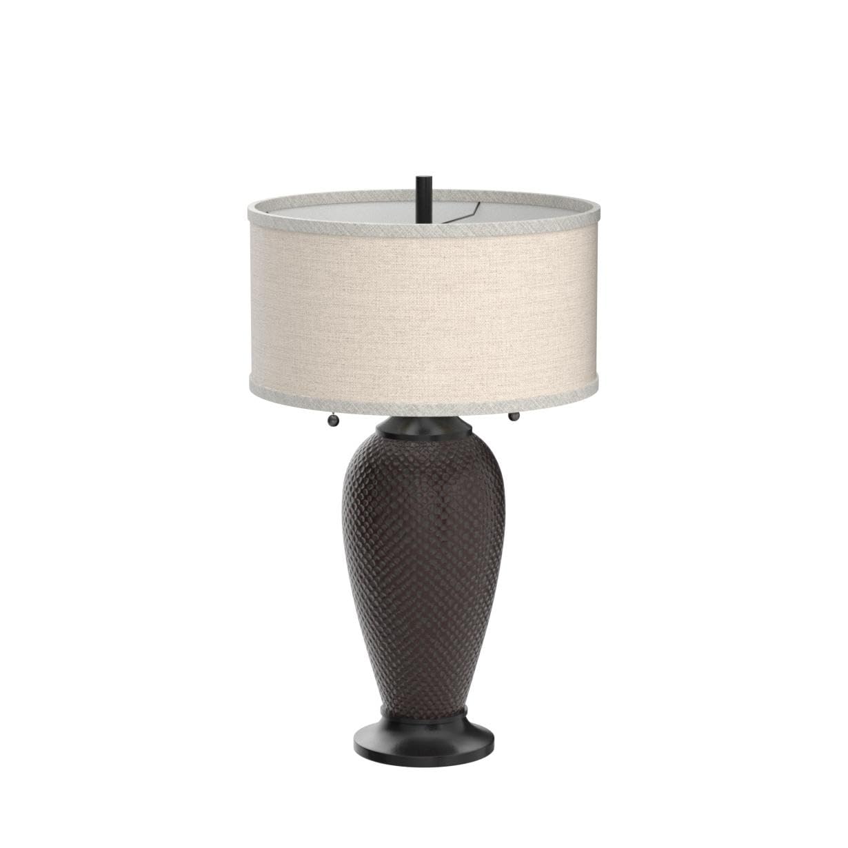 360 Lighting 26" Cody Table Lamps Set of 2, Modern Industrial Style, Hammered Oiled Bronze with Brown Oatmeal Linen Shade
