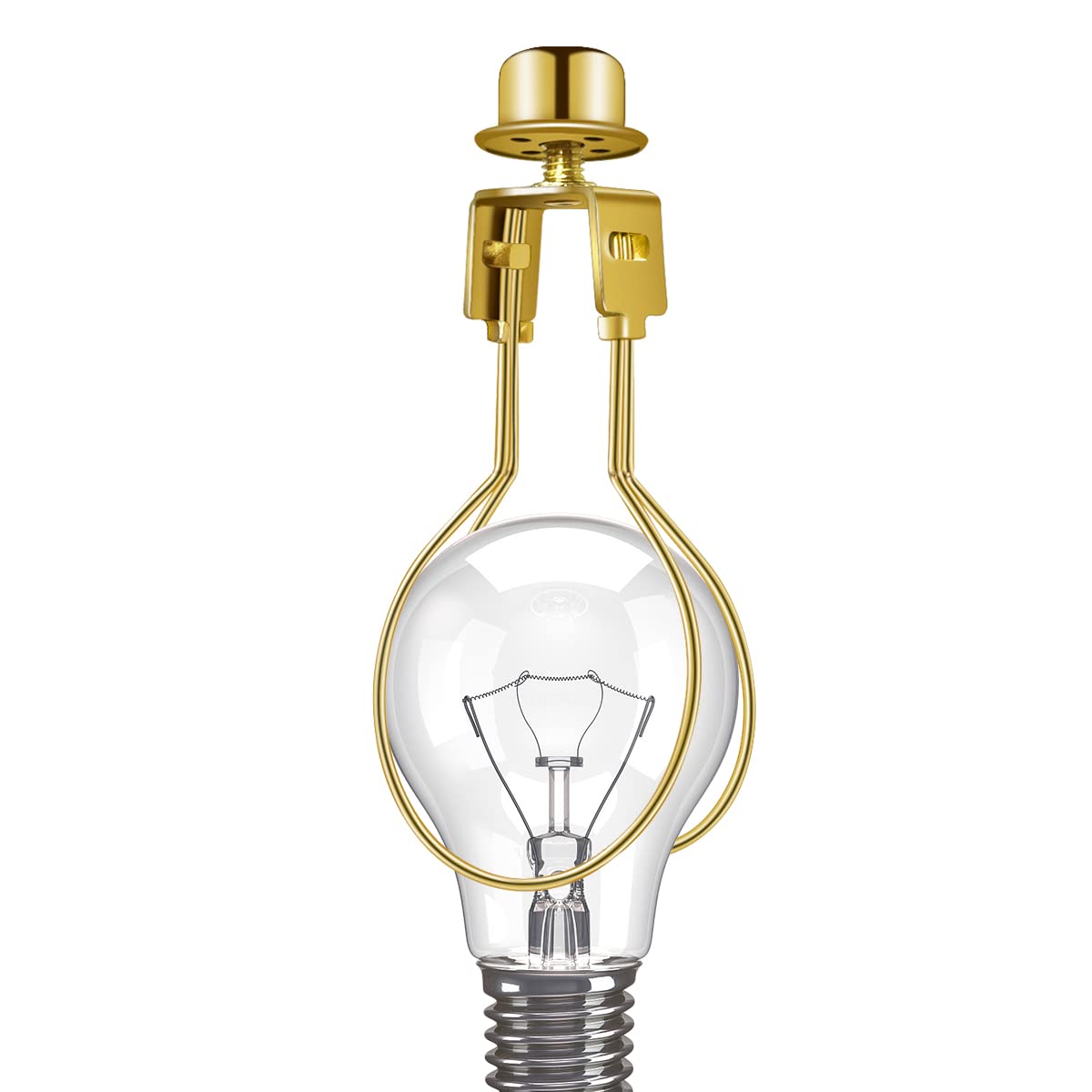 Yuntop Lamp Holder For Clip-On Light Bulbs, Metal, Gold, 1.2 X 2.1 X 4.3, Includes Finial, Diy Adapter For Shades