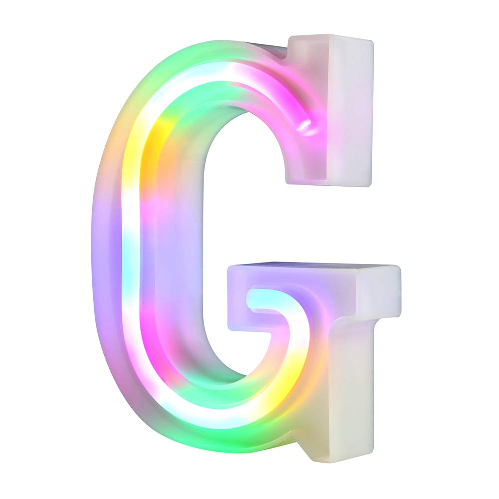 WARMTHOU Neon Letter Lights - 26 Alphabet Bar Sign, USB/Battery Powered, Letter G, Colorful Decor for Weddings, Birthdays, and Parties