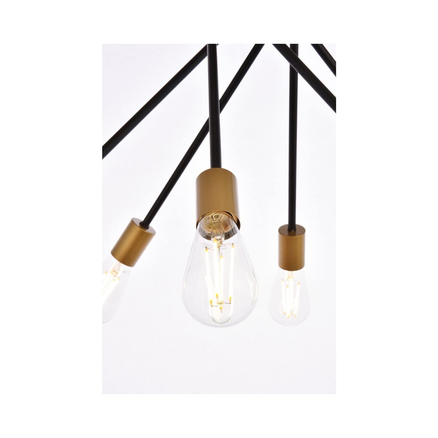 Living District Lucca 6-Light Mid-Century Metal Pendant in Black and Brass