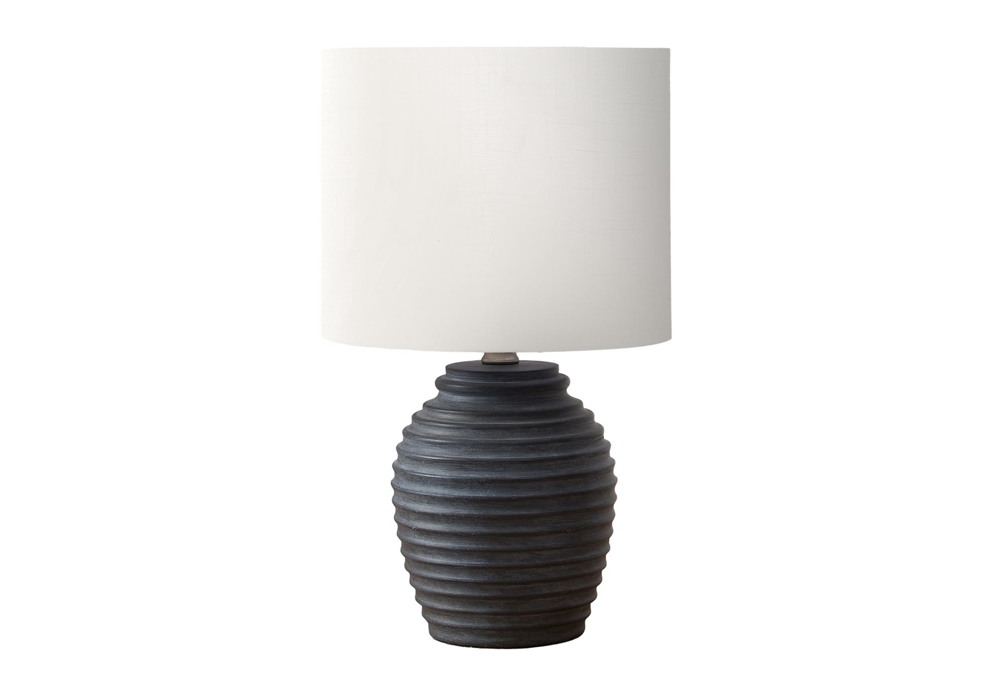 Monarch Specialties Table Lamp I 9863, 17inH, Black Resin, Ivory/Cream Shade, 9.5inL x 9.5inW
