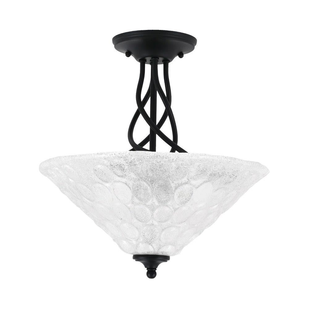 Toltec Lighting 909-MB-411 Capri - 3 Light Semi-Flush Mount-16 Inches Tall and 16 Inches Wide, Finish Color: Matte Black, Glass Color: Italian Bubble