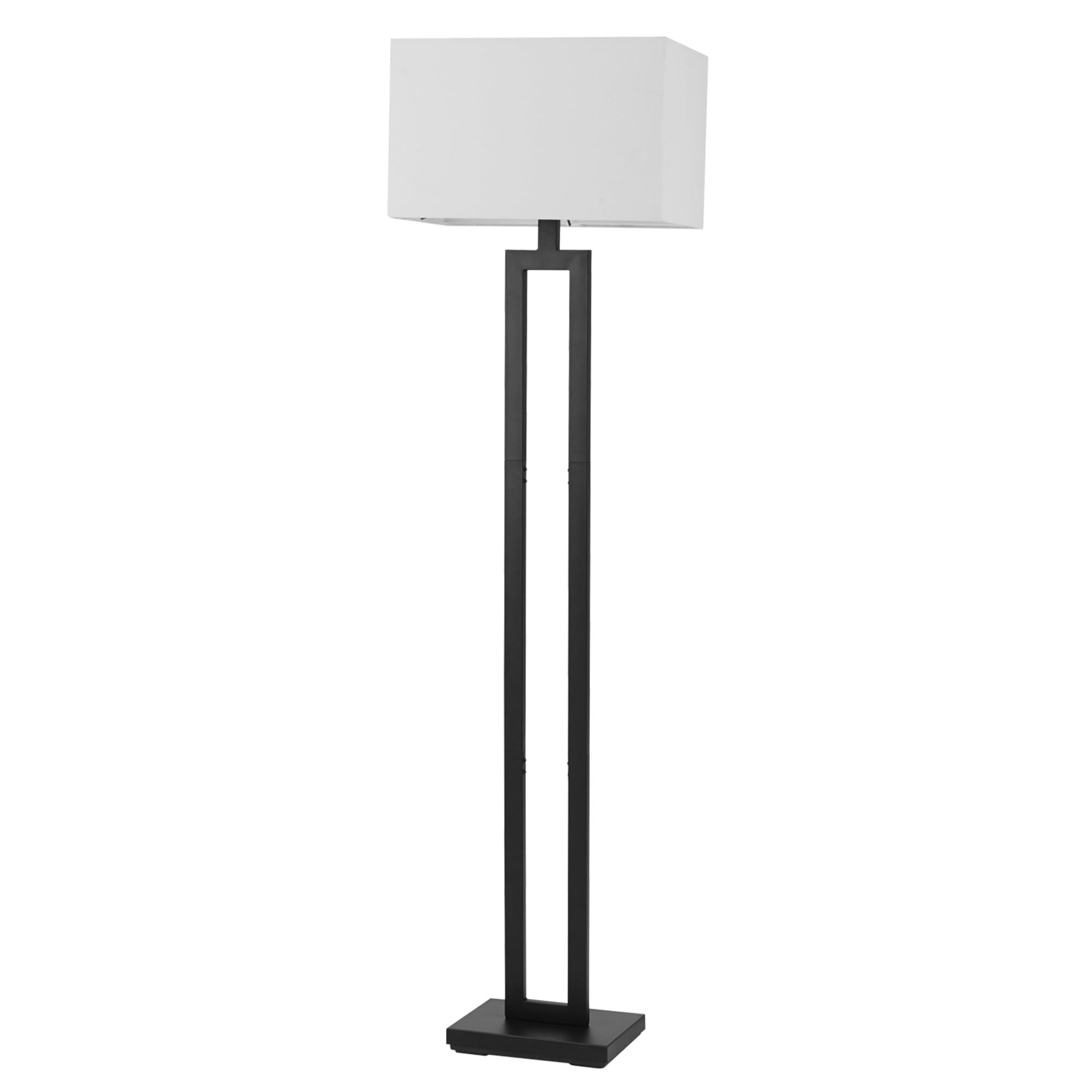 Globe Electric 67046 58'' Floor Lamp, Matte Black, White Linen Shade, On/Off Socket Rotary Switch, Standing, Living Room Decor, 