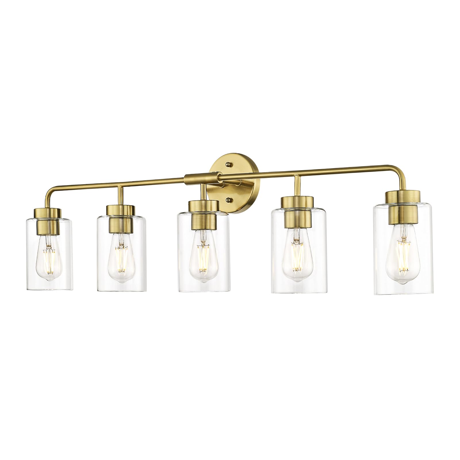 Zeyu 5 Light Sconces Wall Lighting  37 Inch Bathroom Vanity Light Fixtures  Brushed Gold Finish  Clear Glass Shade  Zs62B-5W Bg