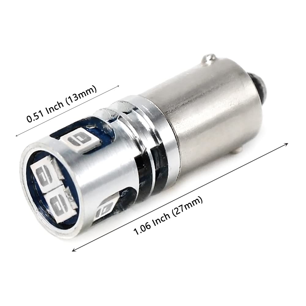 PHINLION BA9S Blue LED Car Light Bulb, 2835 5-SMD, for License Plate, Side Door, Courtesy, Interior Dome, Map Lights
