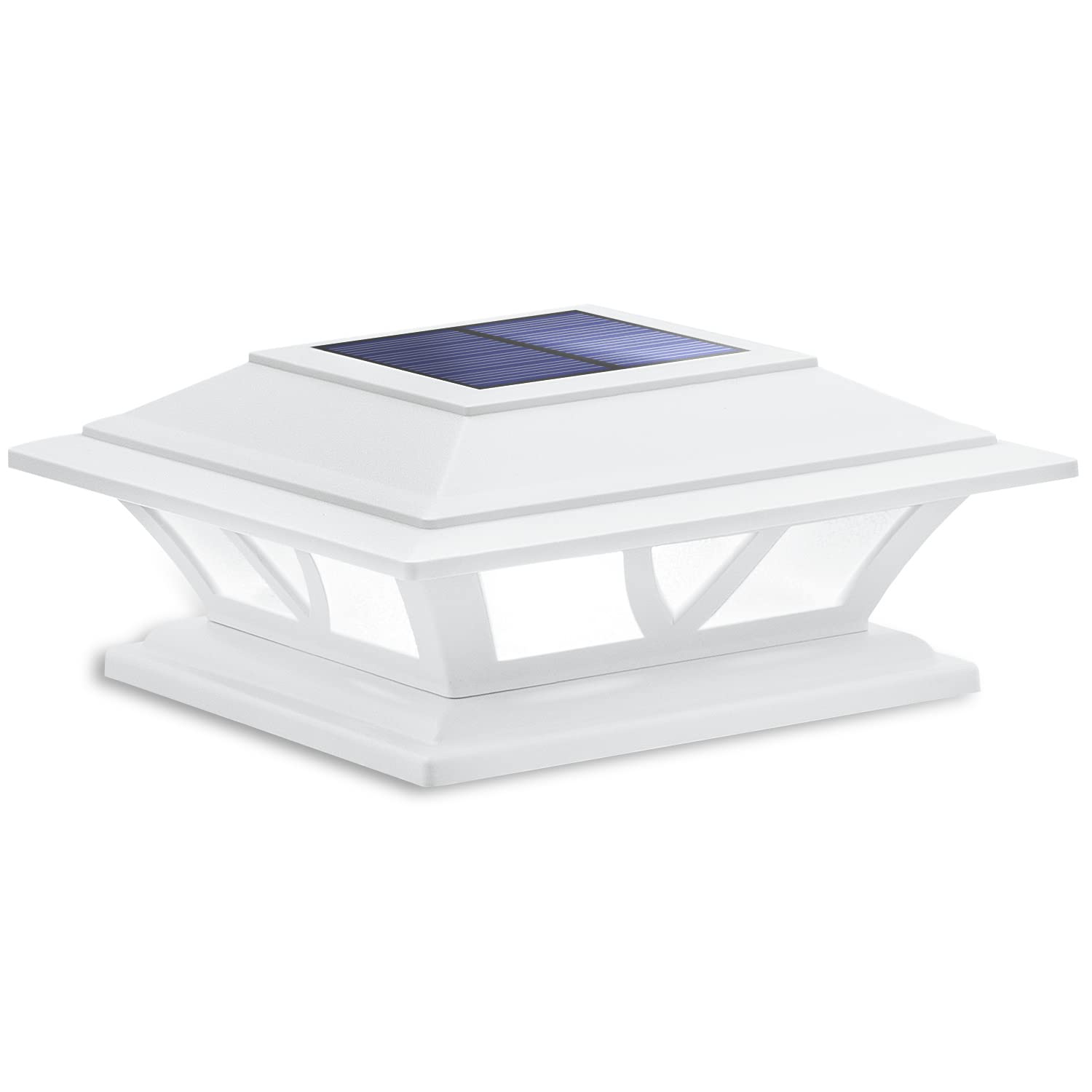 SIEDiNLAR Solar Post Lights LED Fence Deck Cap Light 4x4 5x5 6x6 Posts Warm White/Cool White 4 Pack Model SD0116W-4